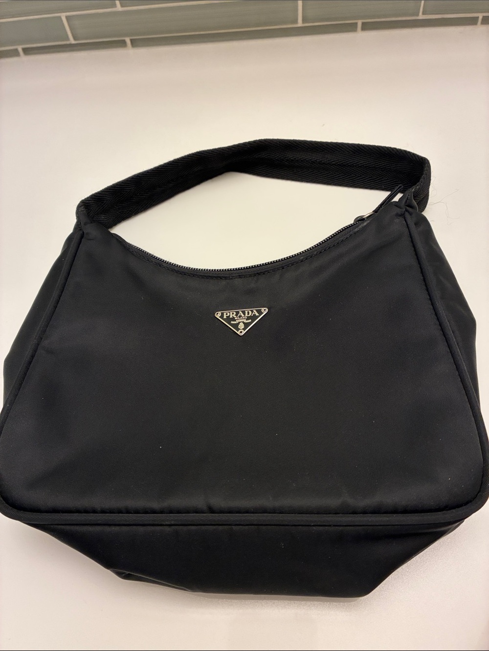 Prada Black Nylon Shoulder Hobo Tessuto